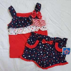 NWT Patriotic Matching Set For Baby Girl